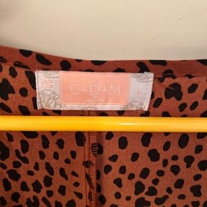 Leopard long sleeve blouse with detailed shoulder ruffles